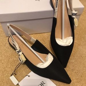BNIB Dior J’Adior Black Slingback Flat 37.5